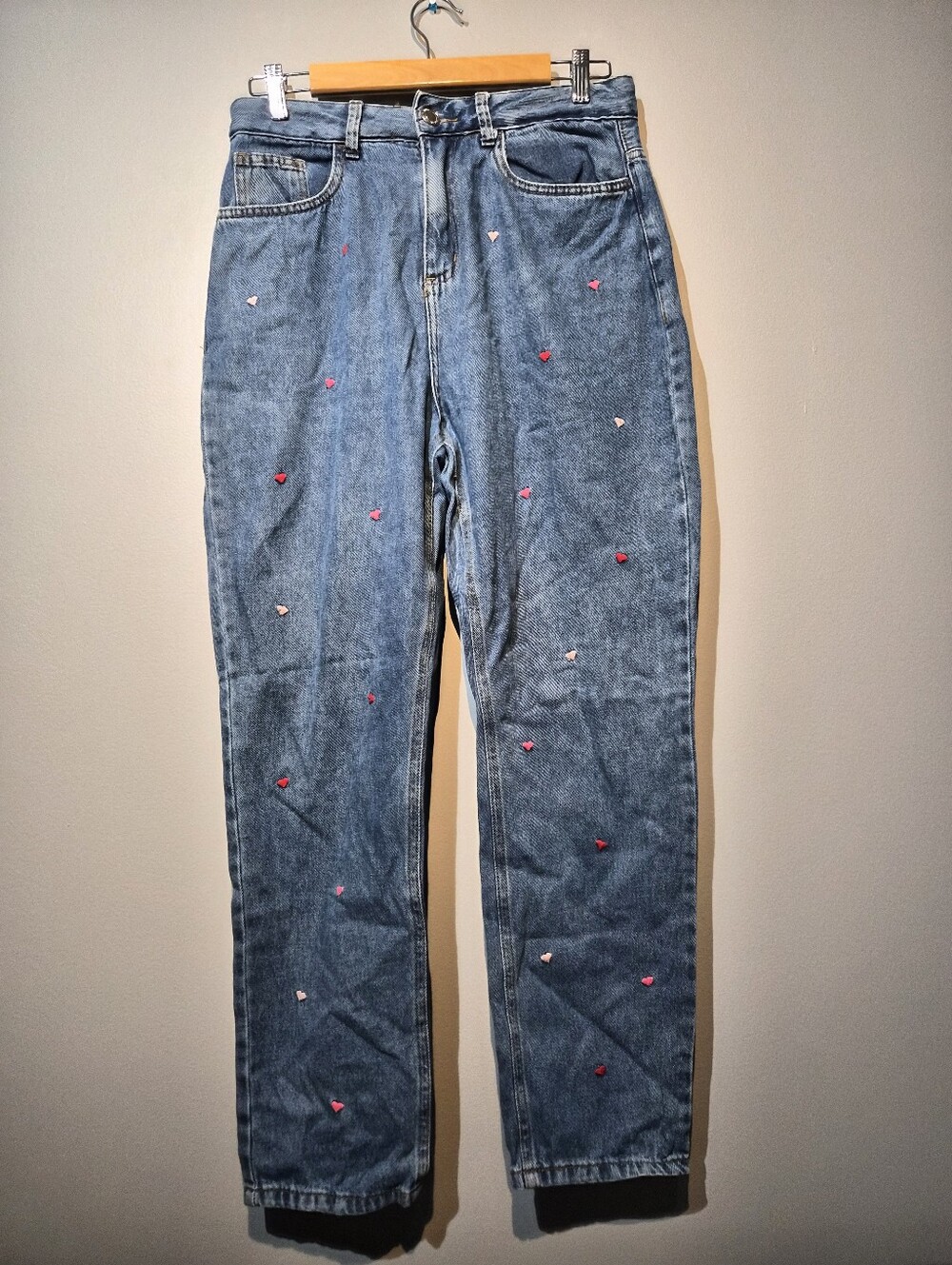 Vintage &Jeans Blue Denim With Stitched Hearts | Size 40